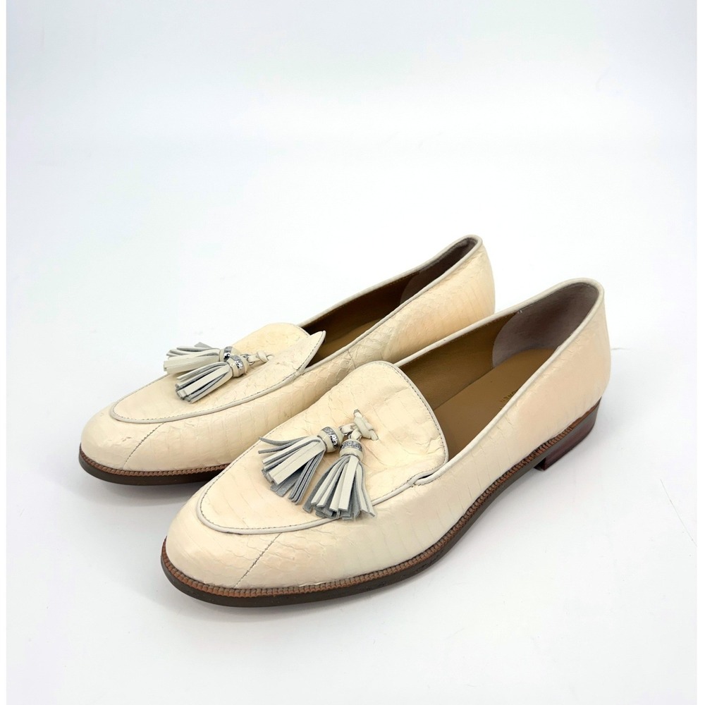 NEW Lauren Ralph Lauren Brindy Tassle Grundy Cream Leather Loafers Womens 9B